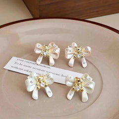 Women Creative Design Bow Flower Shape Stud Earring Elegant Graceful Fashion Trendy Wholesale Jewelry Accessories for Causal