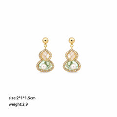 Fashion S925 Silver Shell White Zircon Gourd Drop Earrings for Girls Elegant Jewelry for Women Ladies Wholesale China Factory