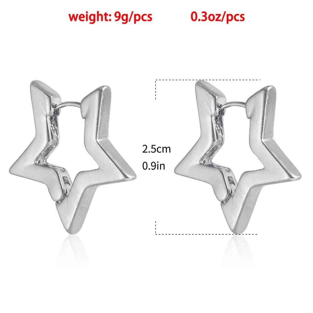 Fashion Simple Star Sweet Alloy Drop Earrings for Girls Charms Minimalistic Dainty Jewelry for Women Ladies Accessories Daily