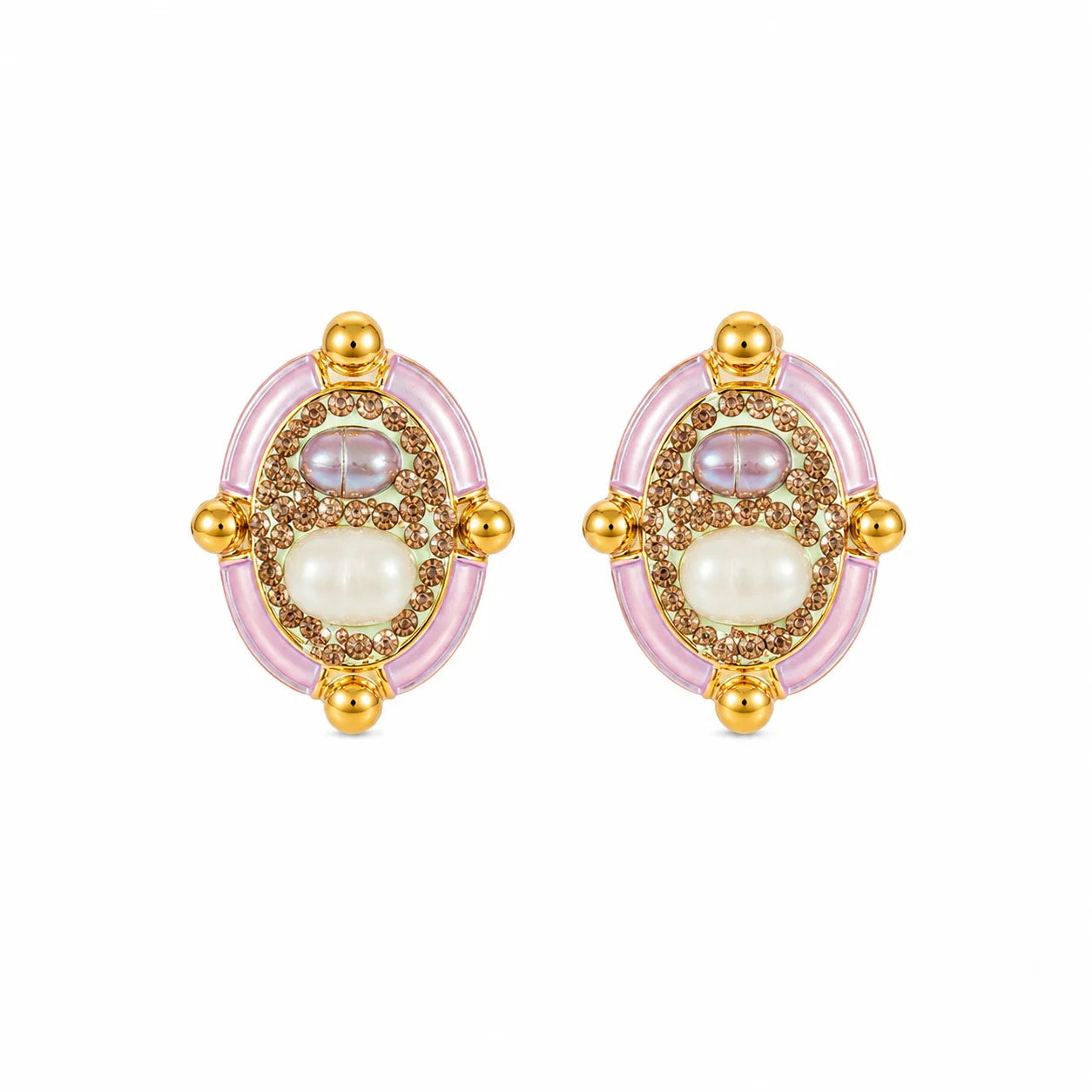 Fashion Vintage Flower Copper 18K Gold Plated S925 Silver Freshwater Pearl Drop Earrings for Girls Jewelry for Women Ladies