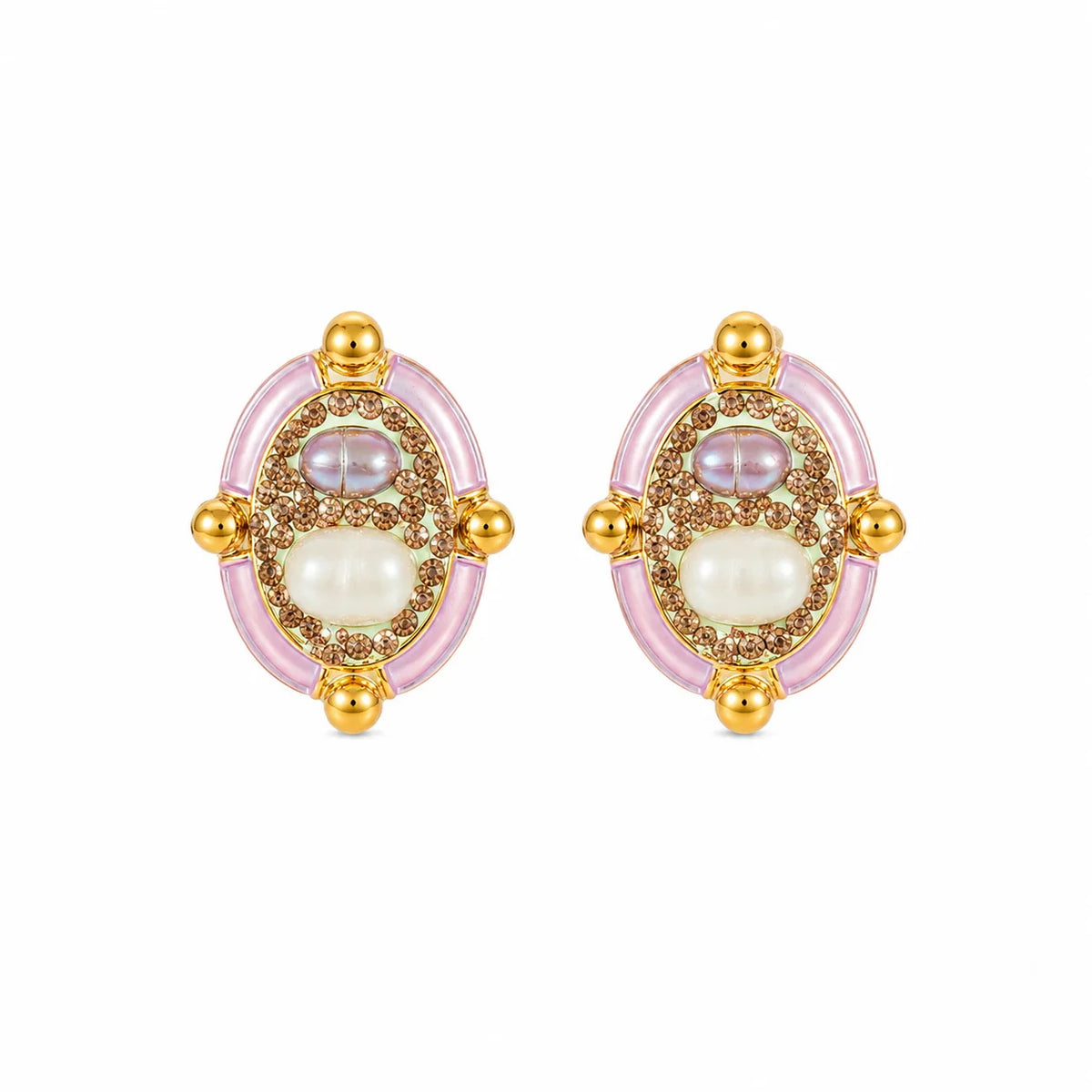 Fashion Vintage Flower Copper 18K Gold Plated S925 Silver Freshwater Pearl Drop Earrings for Girls Jewelry for Women Ladies