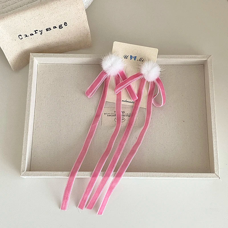 Cute Sweet Ribbon Bowknot Scrunchies for Baby Girls Festival Kawaii Trendy Hair Ties for Kids Children Hair Accessories in Stock