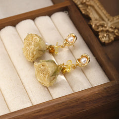 Fashion Vintage Dried Flowers Drop Earrings for Girls Elegant Luxury Jewelry for Women Ladies Wholesale China Factory Bulk