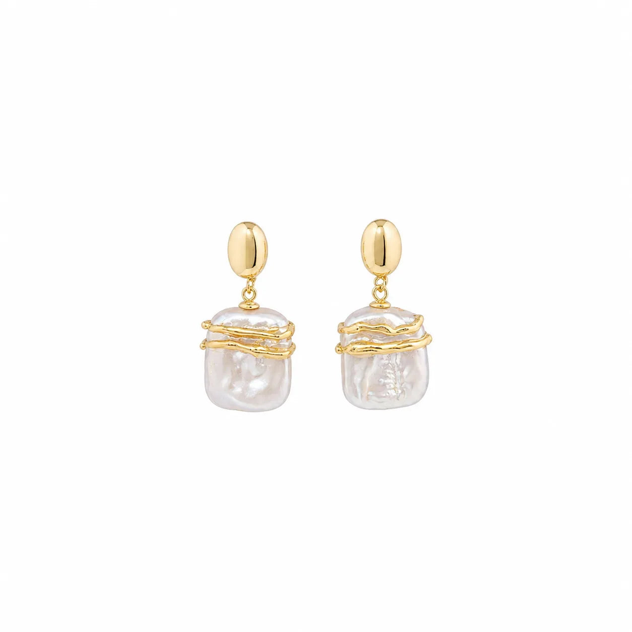Fashion Baroque Freshwater Pearl Copper 18k Gold Drop Earrings for Girls Vintage Elegant Jewelry for Women Ladies Wholesale