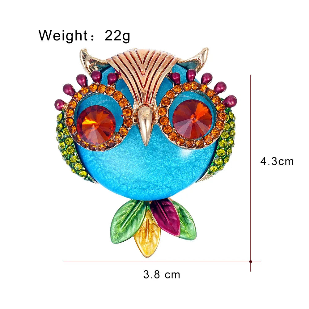 Fashion Glitter Birds Owl Sweet Sparking Brooches for Girls Animals Charms Stylish Pins Jewelry for Women Ladies Accessories
