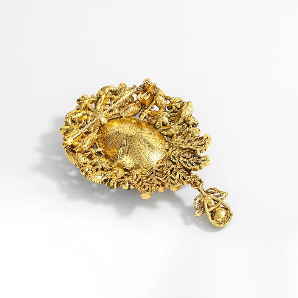 Fashion Flowers Glitter Sparkle Rhinestone Brooches for Girls Dainty Retro Vintage Fine Jewelry for Women Ladies Accessories