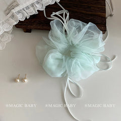 Brand New Solid Green Tulle Ribbon Scunchies Elegant and Stylish Hair Ties for Women and Girls Sweet Fashion Hair Accessories