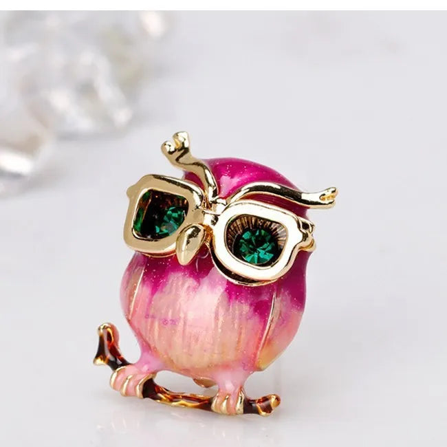 Fashion Owl Animals Bird Pink Trendy Brooches New Design Sweet Glamorous Hot Sale Pins Jewelry for Women Ladies Accessories