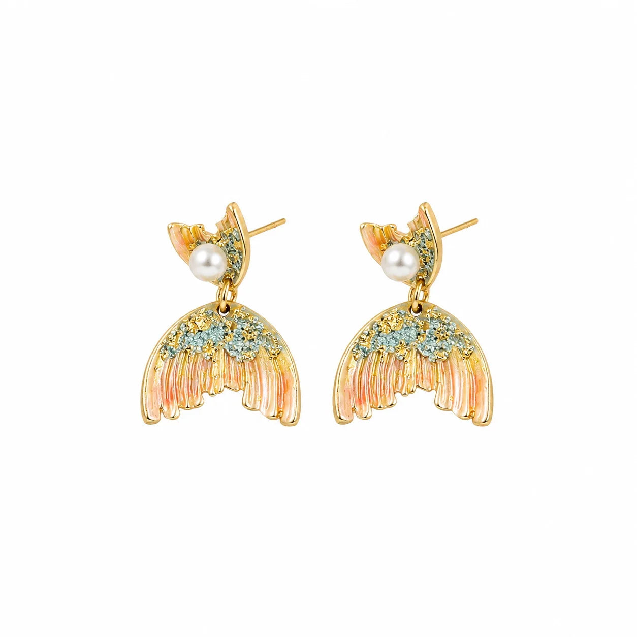 Fashion S925 Silver Copper 18K Gold Plated Mermaid Freshwater Pearl Earrings for Girls Sweet Cute Jewelry for Women Ladies Bulk