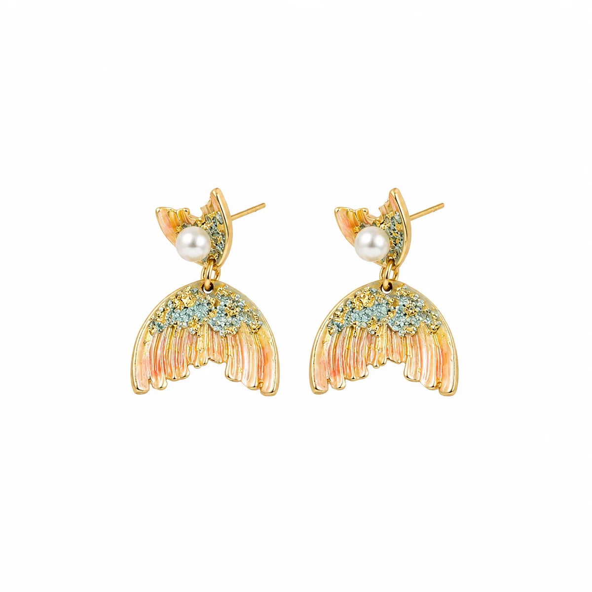 Fashion S925 Silver Copper 18K Gold Plated Mermaid Freshwater Pearl Earrings for Girls Sweet Cute Jewelry for Women Ladies Bulk