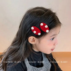 Fashion Cute Sweet Flowers Plaid Hair Clips for Baby Girls Lace Snap Clips Plush for Kids Children Hair Accessories in Stock