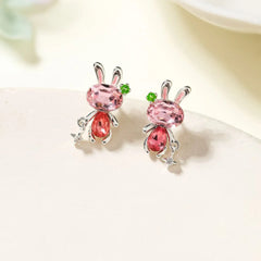 Women Bow Square Pig Cartoon Small Mini Stud Earring Fashion Glitter Cute Lovely Wholesale High Quality Daily Jewelry Accessory