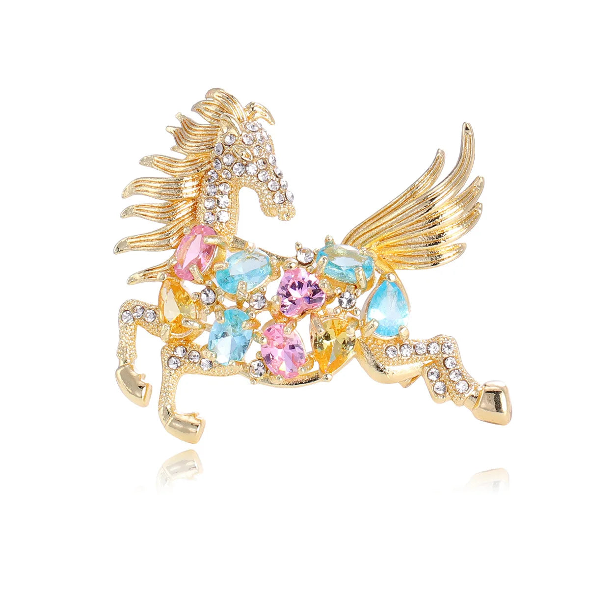 Fashion Glitter Rhinestone Sweet Horses Animals Brooches for Girls Trendy New Year Stylish Jewelry for Women Ladies Accessories