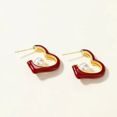 Fashion Simple Sweet Heart Shaped Drop Earrings for Girls Bowknot Elegant Jewelry for Women Ladies Accessories Chinese Supplier
