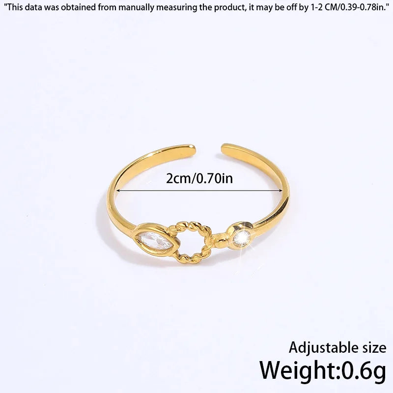 Fashionable Rings Women Simple Wheat Ear Style Gemstone Rings Versatile High-end Stainless Steel Jewelry Accessories Wholesale