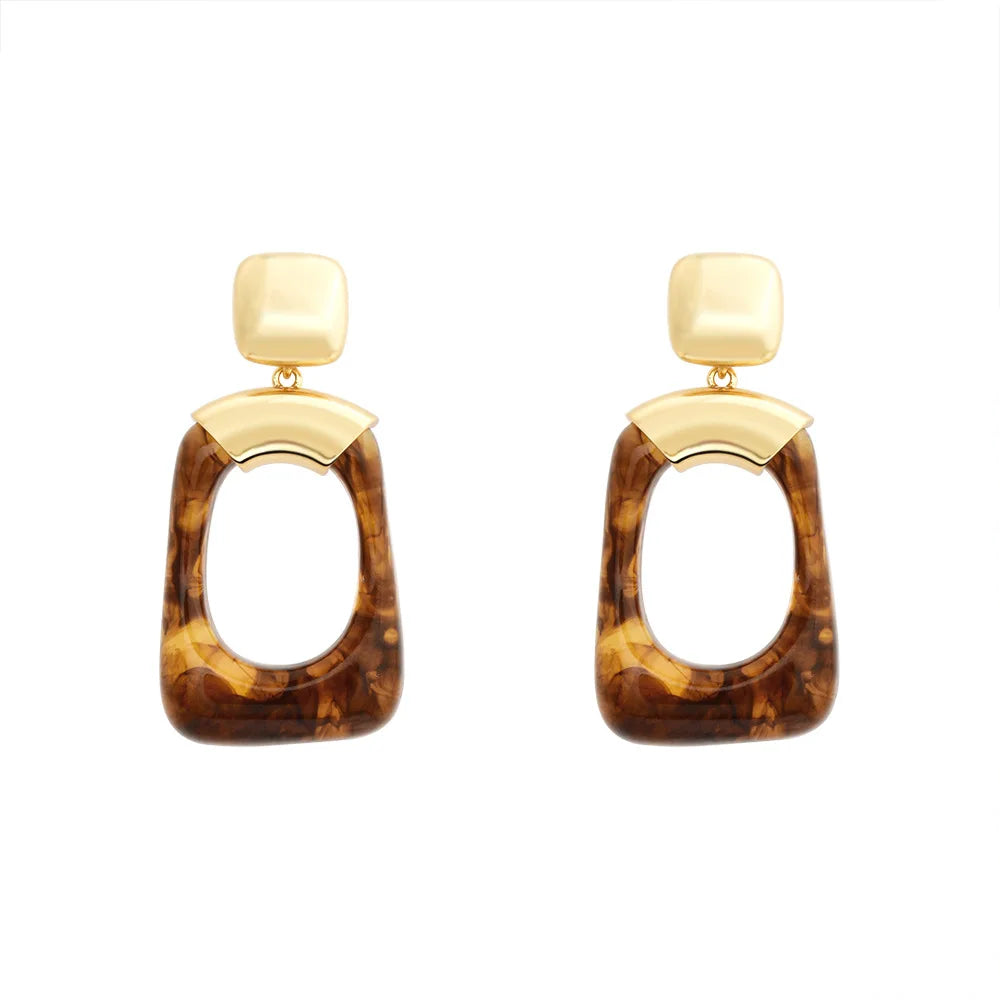 Female Fashionable Resin Earrings Maurad Retro Irregular Geometric Earring Stud Unique Luxury High-End Ear Jewelry Ear Accessory