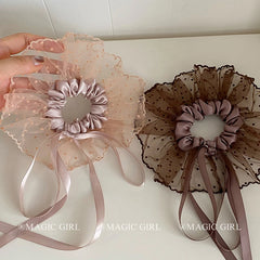 Fashion Lace Ribbon Scrunchies for Girls Elegant Graceful Chic Trendy Hair Ties for Women Ladies Hair Accessories in Stock