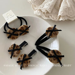 Fashion Leopard Hair Clips for Baby Girls Bowknot Vintage Snap Clips for Children Kids Hair Accessories Alligators in Stock