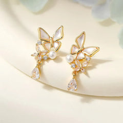 Fashion Fairy Butterfly Elegant Glitter Rhinestone Drop Earrings for Girls Sweet Jewellry for Women Lady Accessories Bijuterias