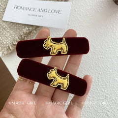 Gold Logo Dog Hair Clip French Style Sophisticated BB Barrettes for Bangs Exquisite Side Hair Accessory for Women Girls Hairpins