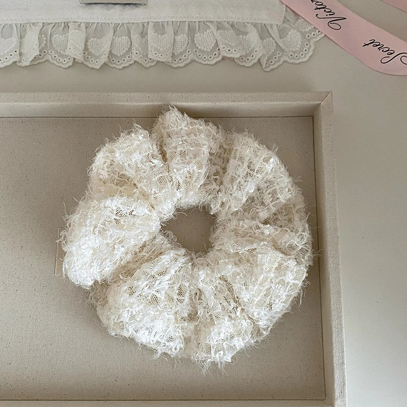 Female Autumn Winter Hot Sale Solid Color Thick Thin Hair Large Scrunchies Fashion Sweet Elegant in Stock Hair Ties Accessory