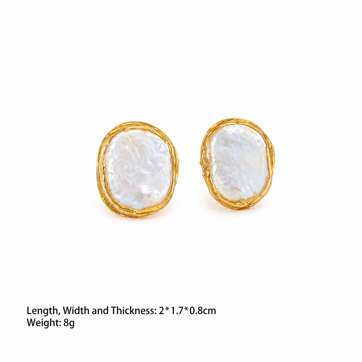 Women Square Circle Shape Baroque Pearl 18k Gold-plated Stud Earring Elegant Fashion Factory Price in Stock Jewelry for Causal