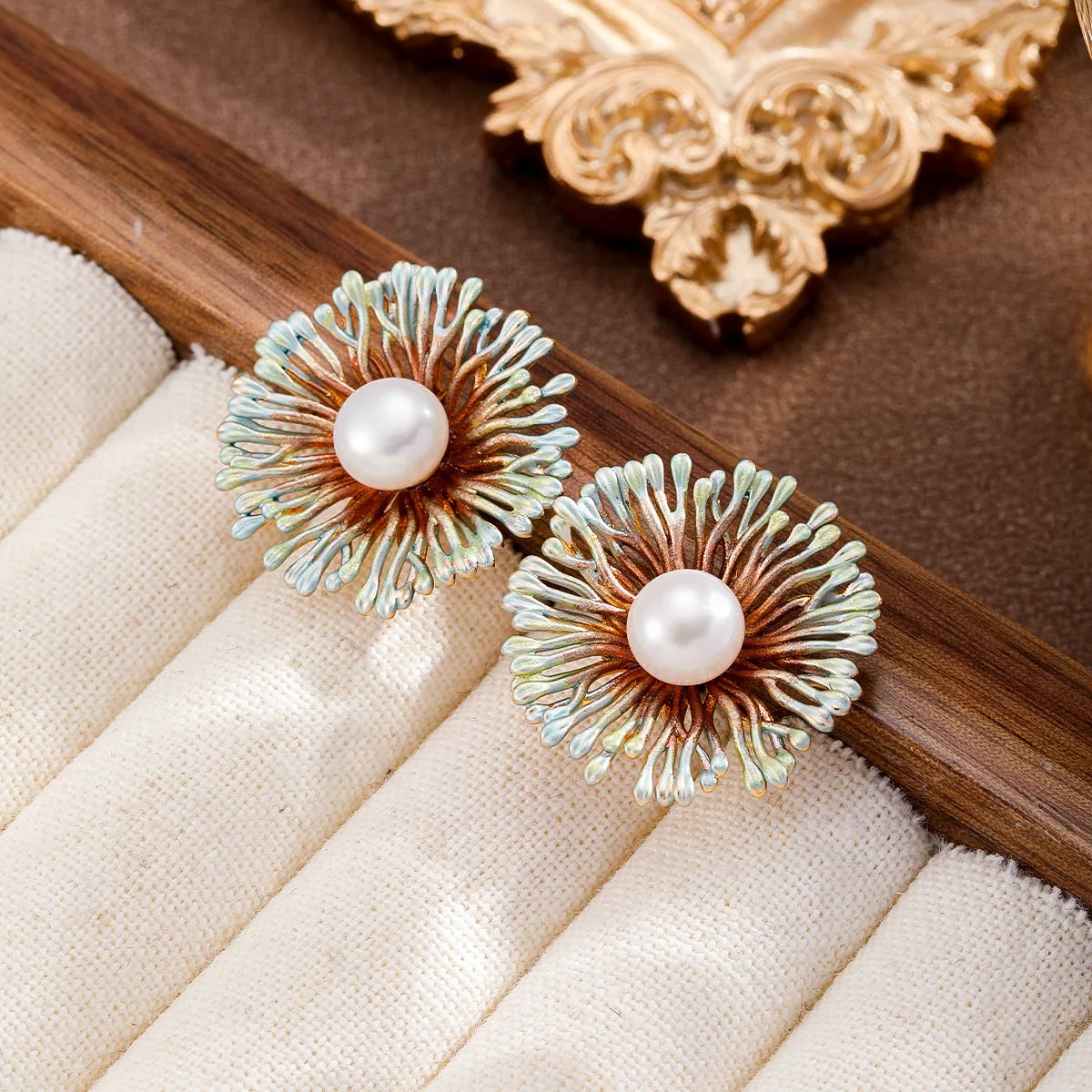 Fashion Freshwater Pearl S925 Silver Stud Earrings for Girls Copper 18K Gold Plated Jewelry for Women Ladies Wholesale Bulk