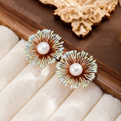 Fashion Freshwater Pearl S925 Silver Stud Earrings for Girls Copper 18K Gold Plated Jewelry for Women Ladies Wholesale Bulk