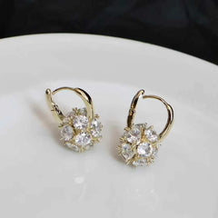 Women Hot Sale Rhinestone Small Hoop Earring Elegant Fashion Chic Glamorous High Quality Jewelry Accessories for Female Causal
