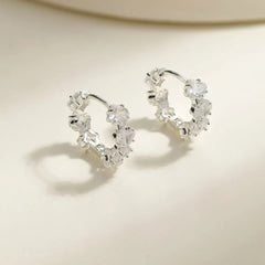 Simple Minimalistic Classic Hoop Earrings for Girls Rhinestone Glitter Jewelry for Women Ladies Accessories Chinese Supplier