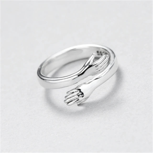 Love Embrace Couple Rings Gold Silver Korean Style Simple Fashion Open Ring Customizable Jewelry for Gift Wholesale Accessories