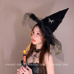 Women Halloween Party Black Tulle Large Hair Clips Hat Fashion Beauty Elegant Customized Bulk Order in Stock Hairpins Accessory