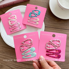 Solid Color Glitter Fashion Trendy Hair Clips for Baby Girls Sweet Cute Snap Clips for Kids Teens Children Hair Accessories