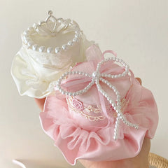 Girly Aesthetic Solid Color Imitation Pearl Bowknot Alligator Clips Headbands Sweet Fashion in Stock Hairband Clips Accessories