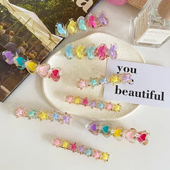 Fashion Colorful Heart Shaped Star Hair Clips for Girls Sweet Cute Elegant Alligator Haarspange for Women Lady Hair Accessories