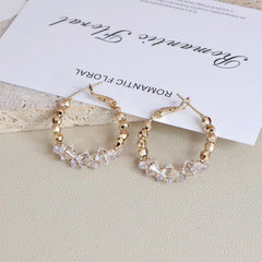 Female Hot Sale New Design Rhinestone Small Hoop Earring Fashion Elegant Glamorous Luxurious Wholesale Jewelry Accessories