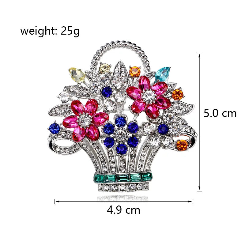 Fashion Glitter Sparking Stylish Rhinestone Brooches for Girls Sweet Flowers Floral Pins Jewelry for Women Ladies Accessories