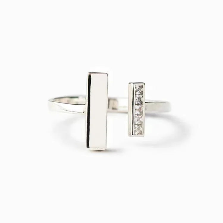 Women's Double T-shaped Rings with Zircon-encrusted InstaStyle Minimalist Rings Korean Fashionable Jewelry Unisex Accessory Bulk