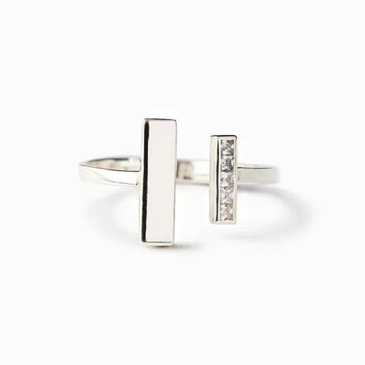 Women's Double T-shaped Rings with Zircon-encrusted InstaStyle Minimalist Rings Korean Fashionable Jewelry Unisex Accessory Bulk