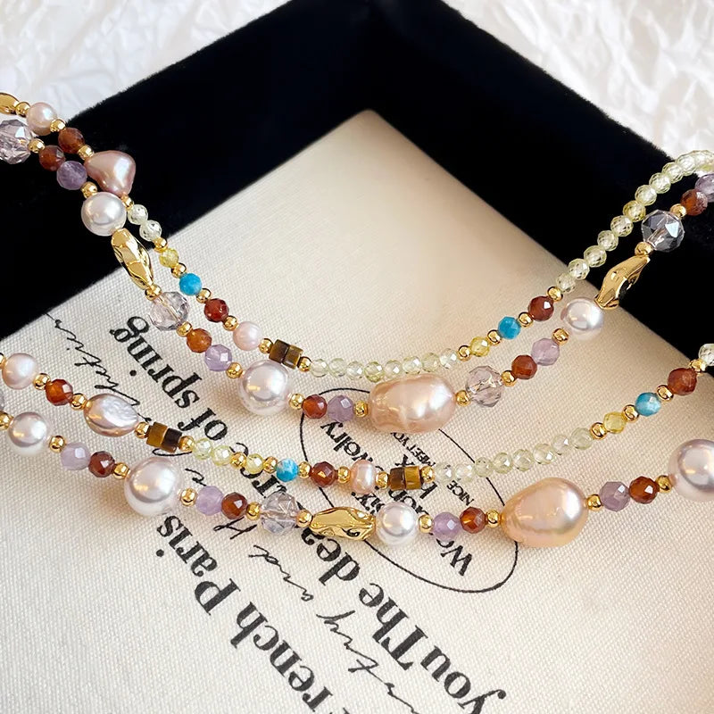 Fashion Luxury Sweet Amethyst Freshwater Pearl Jewelry Sets for Girls Earrings Bracelets Necklaces for Women Ladies Wholesale