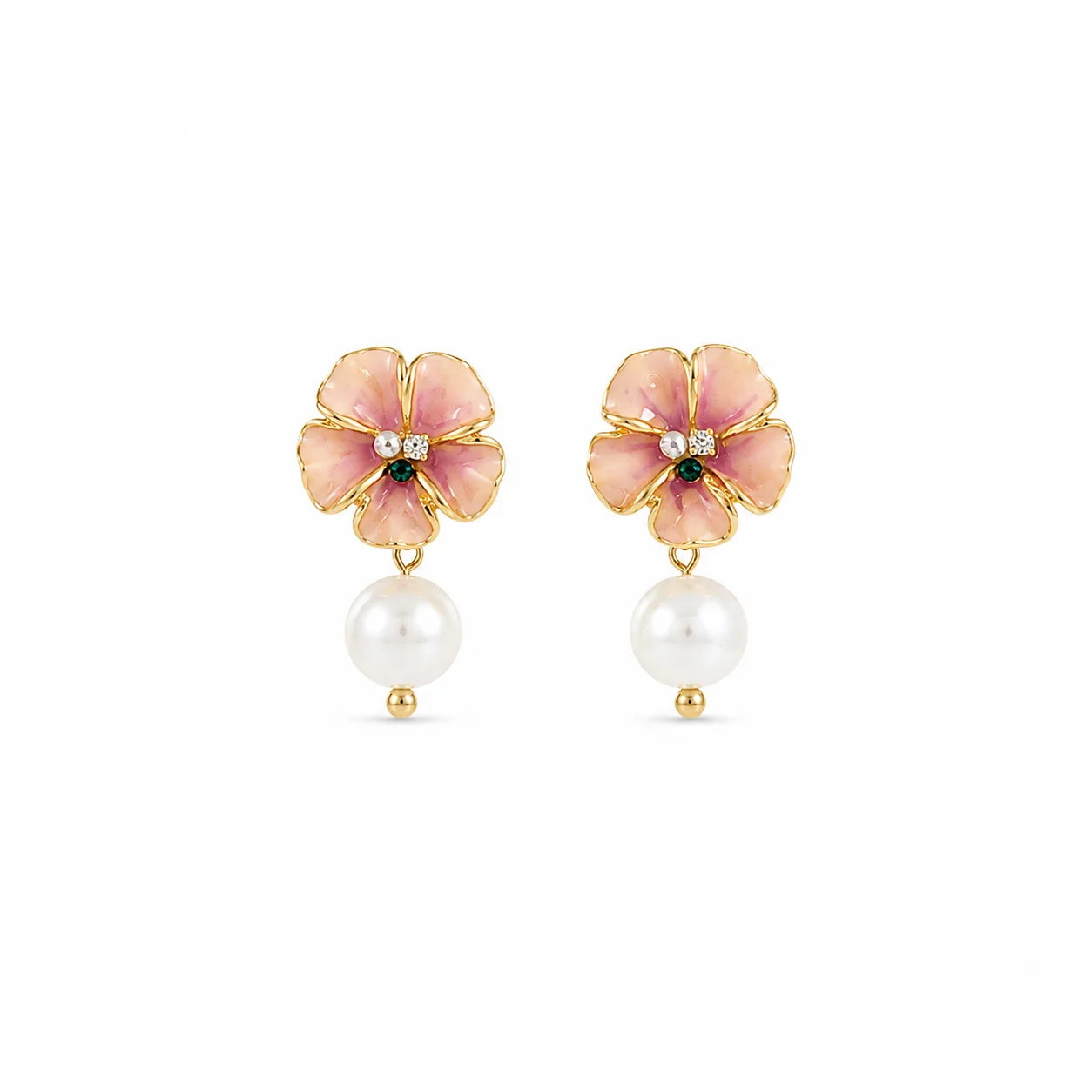 Fashion Flower Freshwater Pearl Drop Earrings for Girls 18K Gold Plated Jewelry for Women Ladies Wholesale China Factory Bulk