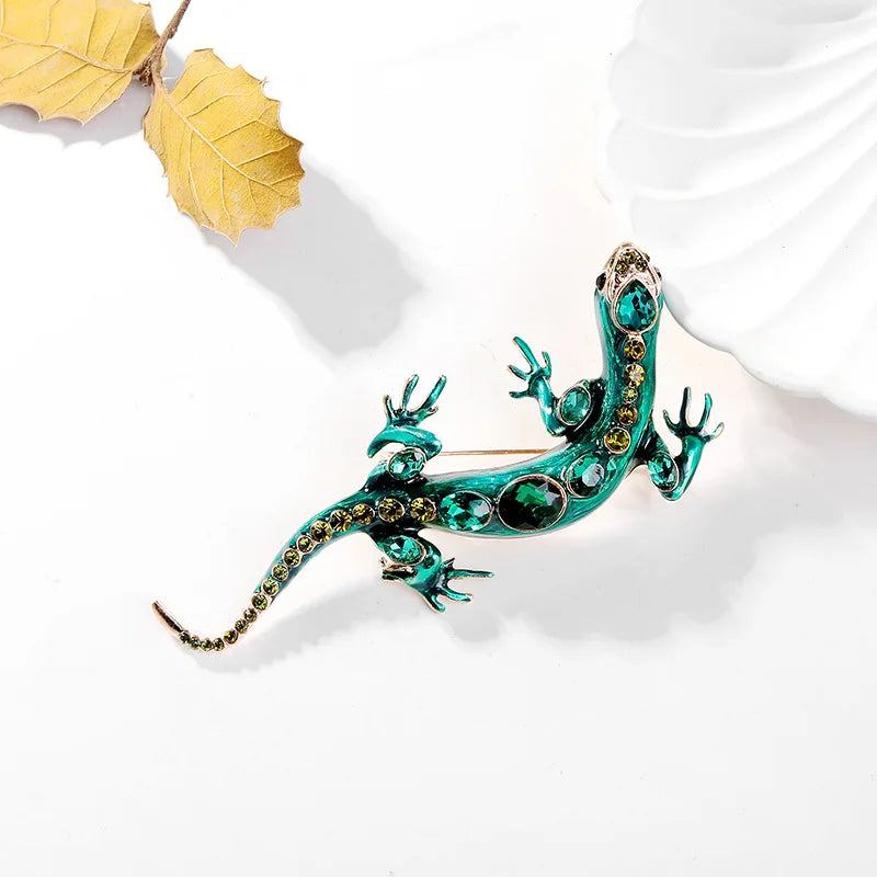 Fashion Glitter Animals Gecko Reptile Brooches for Girls Stylish Trendy Pins Jewelry for Women Ladies Accessories Wholesale