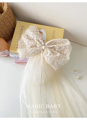 Solid Color Exaggerated Bowknot Tulle Hair Clips for Baby Girls Elegant Sweet Alligators for Kids Child Hair Accessories