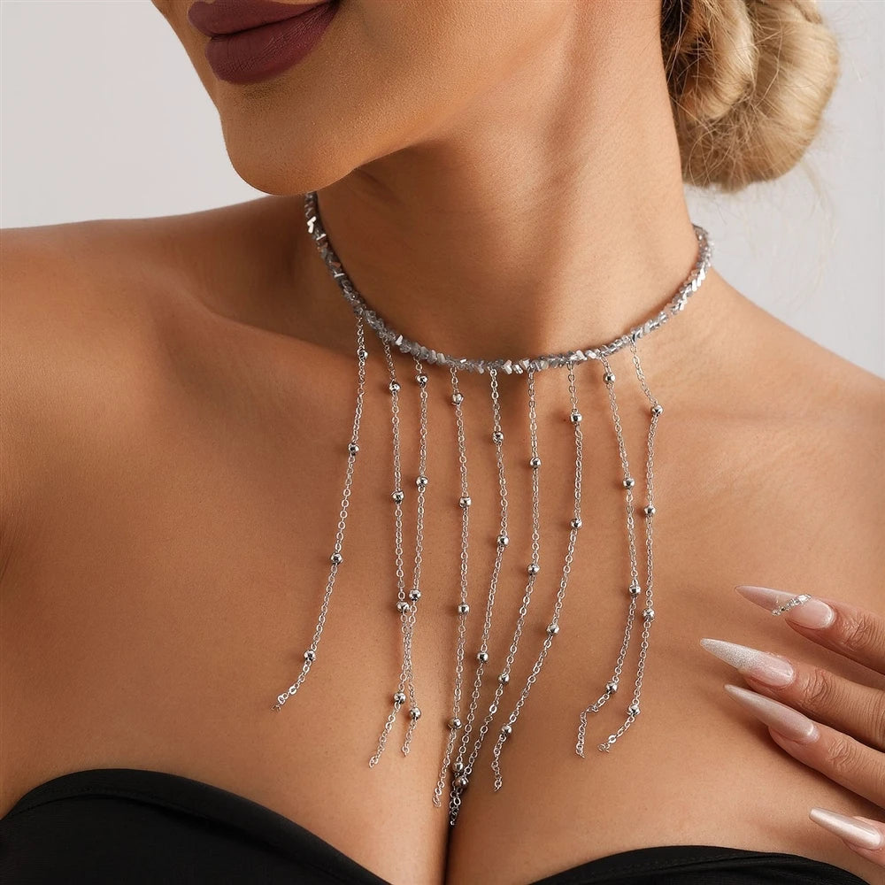 Fashion Simple Chain Tassel Charms Necklaces for Girls Elegant Graceful Dainty Jewelry for Women Ladies Accessories Wholesale