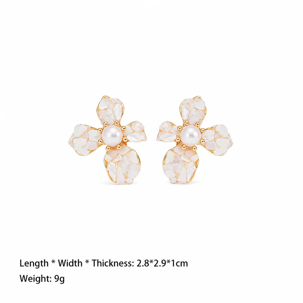 Fashion Flower Pearl Abalone Shell Dainty Stud Earrings for Girls Elegant Jewelry for Women Ladies Wholesale Bulk China Factory