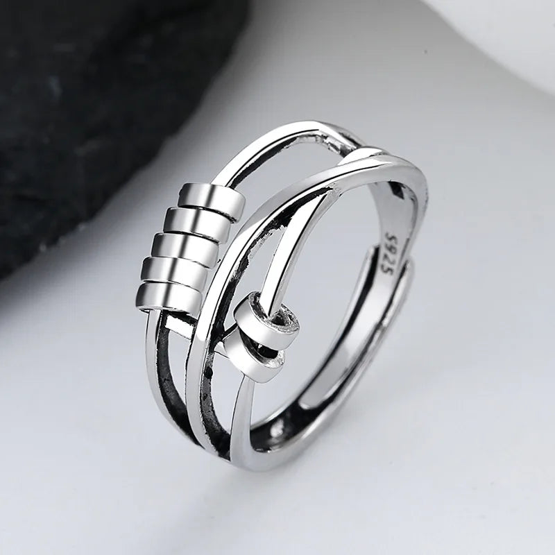 Women's Light Luxury Transfer Bead Hip-hop Open Ring Geometric Minimalist Adjustable Rings Modern Fashion Jewelry Gift Wholesale