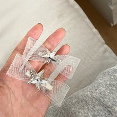 Tulle Bowknot Star Simple Hair Clips for Girls Chic Fashion Trendy Stylish Alligators for Women Ladies Hair Accessories in Stock