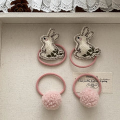 Sweet Cute Rabbit Animals Bunny Scrunchies for Baby Girls Fashion Princess Style Hair Ties for Kids Children HAir Accessories