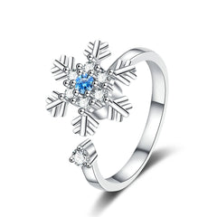 Zircon-encrusted Snowflake Rotating Rings Fashion Sweet High-end Ring Christmas Gift for Women Accessory Wholesale Hot Sale