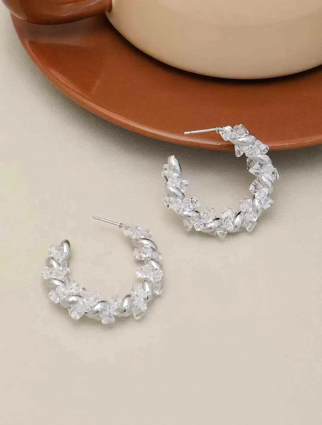 Female Hot Sale New Design Rhinestone Small Hoop Earring Fashion Elegant Glamorous Luxurious Wholesale Jewelry Accessories